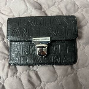 Armani Exchange Embossed Black Card Holder